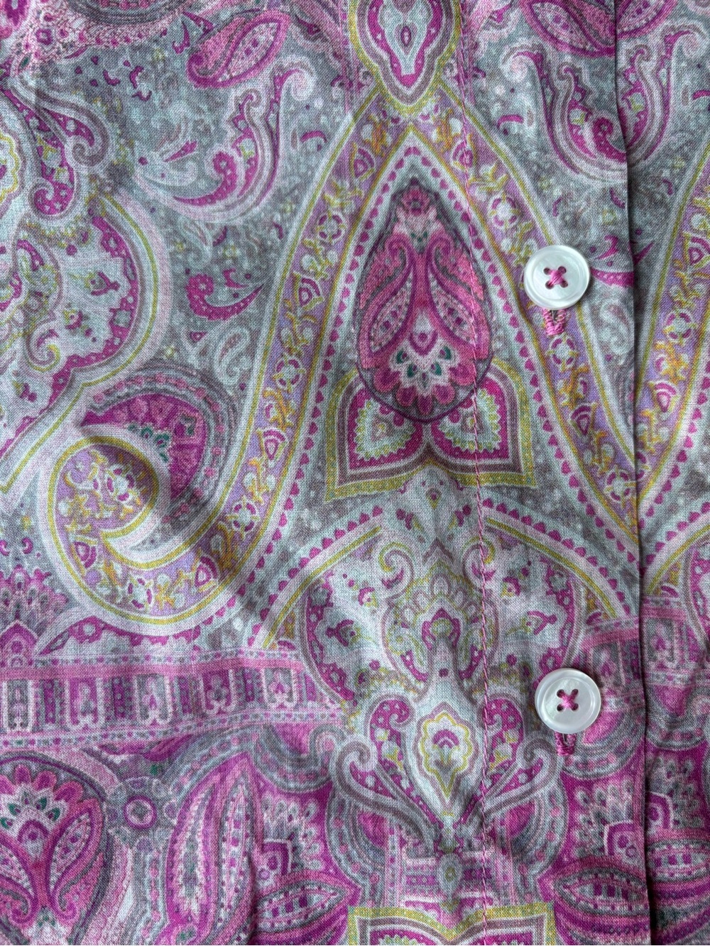 Papinelle 100% cotton pink paisley button up blouse high low hemline XXL - Picture 4 of 5